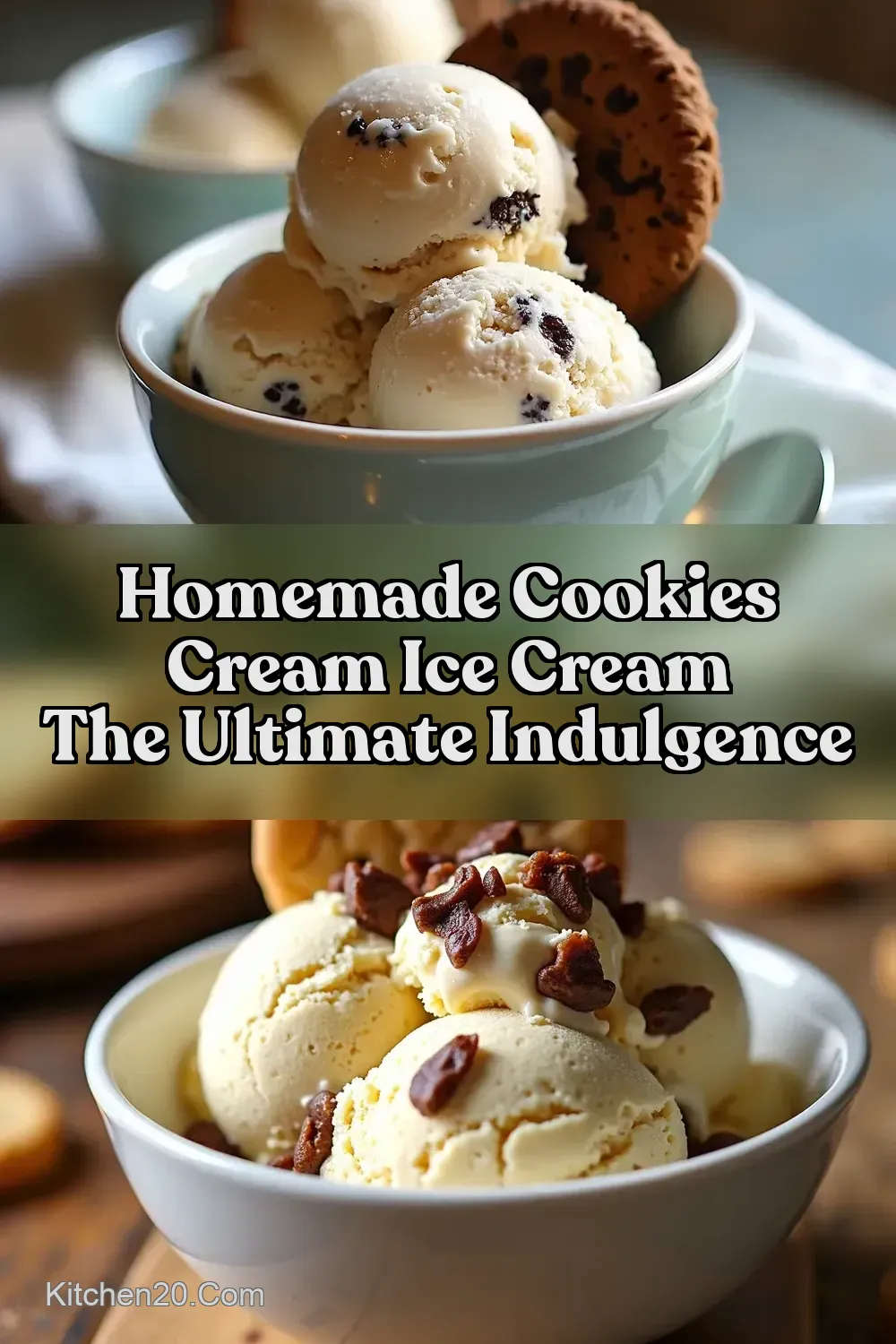Dreamy Homemade Cookies Cream Ice Cream Two Ways - Kitchen20