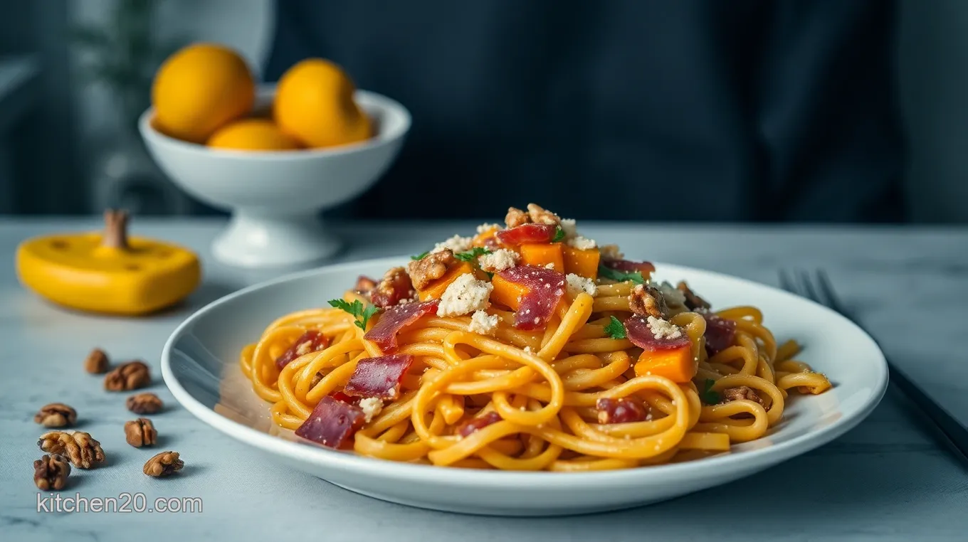 Butternut Squash, Prosciutto and Walnut Pasta