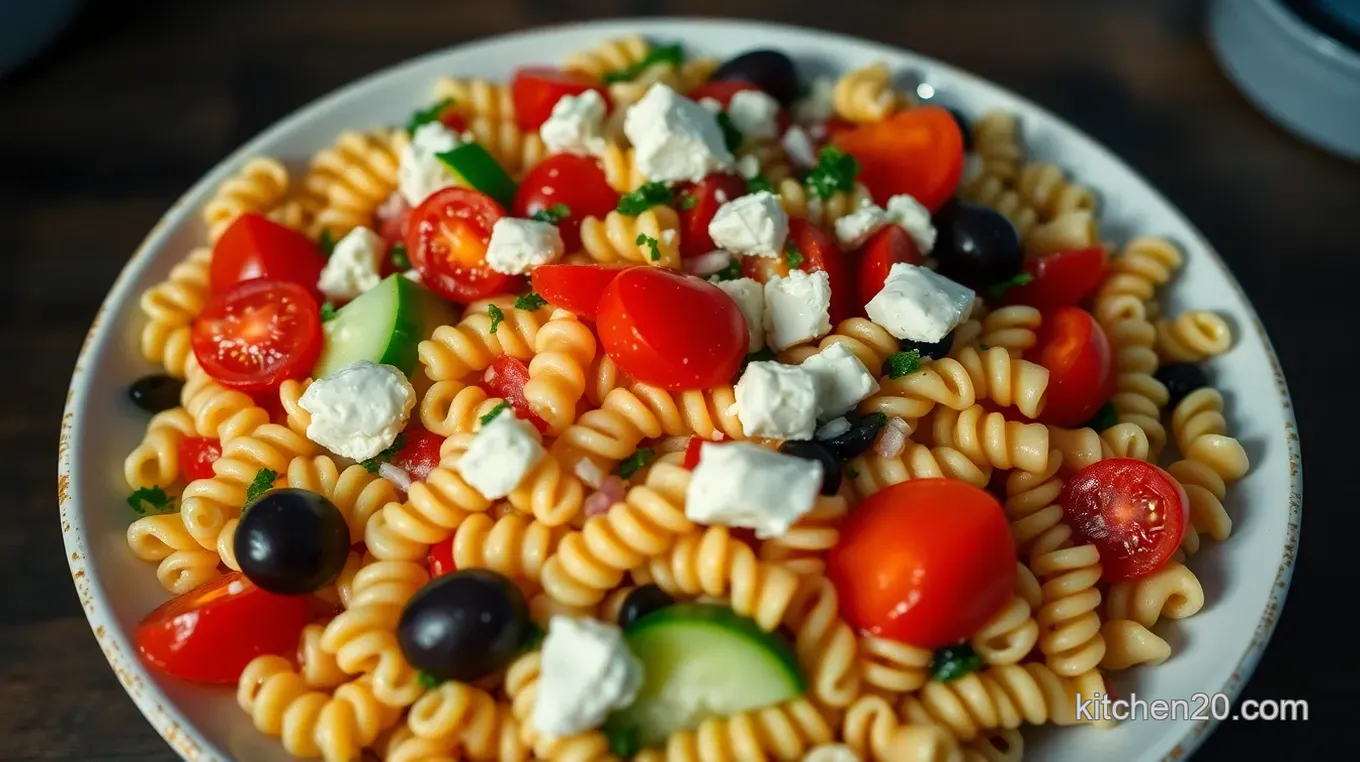 Sunny Mediterranean Pasta Salad: A Vibrant Summer Classic Sunny Mediterranean Pasta Salad with Feta and Olives