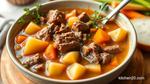 Simmering Beef Soup Hearty Comfort Food