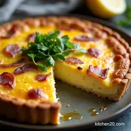 Light Creamy Crustless Quiche with Bacon and Cheese Recipe