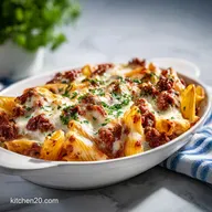 Beef Rigatoni Cheese Bake for 8 Servings