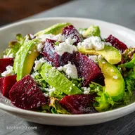 Roasted Beet Avocado Feta Salad for 4