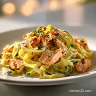 Canned Salmon Pasta for 4 Servings