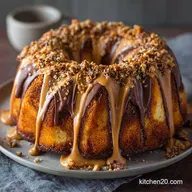 Easy Butterfinger Bundt Cake Moist Pound Cake with Peanut Butter Glaze