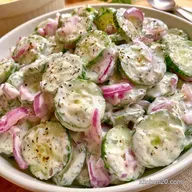 Dads Creamy Cucumber Salad with Mayo