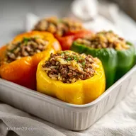 Stuffed Peppers with Ground Beef for 6 Servings