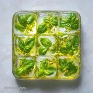 Frozen Basil Cubes for Meal Prep