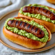 Loaded Hot Dogs with Avocado Crema