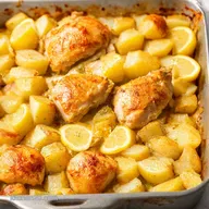Lemon Garlic Chicken Potato Traybake Easy One Pan