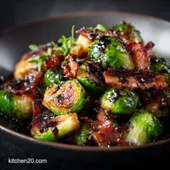 pan fried brussels sprouts with bacon and balsamic glaze Recipe
