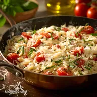 Orzo Pasta with Tomatoes Basil and Parmesan: Quick 30-Minute Summer Recipe