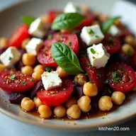 Zesty Chickpea Beet Feta Salad with Lemon Vinaigrette