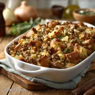 Sausage Stuffing: Ultimate Sage Onion and Crispy-Edged Dressing
