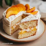 Vanilla Peach Layer Cake: Fluffy and Jammy