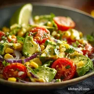 15Minute Zesty Avocado Salad Recipe with Crunchy Corn Lime Dressing