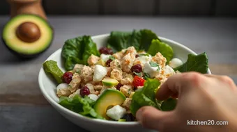 Easy & Delicious Chicken, Avocado and Mozzarella Salad recipe card