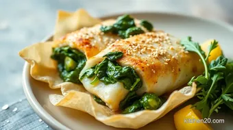 Easy Halibut and Spinach Wrapped in Filo Recipe: A Delicious Mediterranean Delight! recipe card