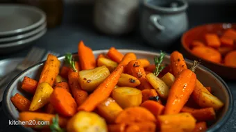 Deliciously Easy Honey and Mustard Roasted Carrots and Parsnips recipe card