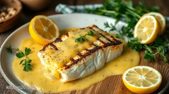 Grilled Sea Bass with Luscious Lemon Sauce