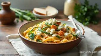 Sautéed Pasta with Courgette & Feta Delight