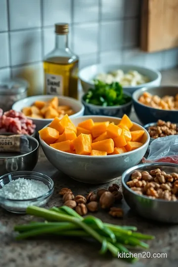 Butternut Squash Prosciutto and Walnut Pasta ingredients