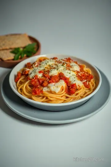 Cheesy Baked Spaghetti Delight presentation