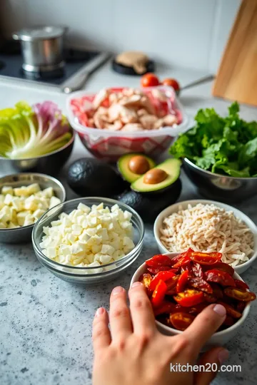 Chicken Avocado and Mozzarella Salad ingredients