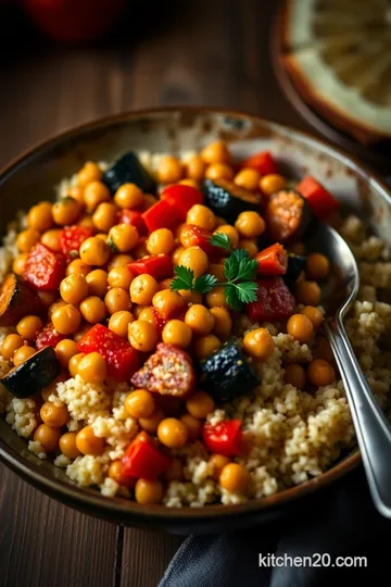 Chickpea Ratatouille and Couscous: A Cozy Vegan Dish presentation