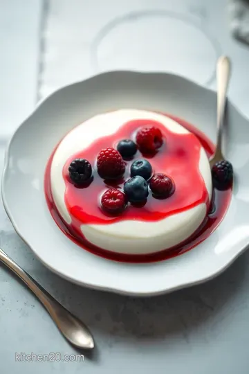 Classic Italian Panna Cotta with Fresh Berry Sauce presentation
