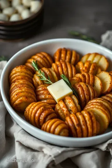 Crispy & Creamy Hasselback Potatoes with Garlic Herb Butter presentation