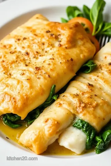 Crispy Halibut and Spinach Filo Parcels presentation