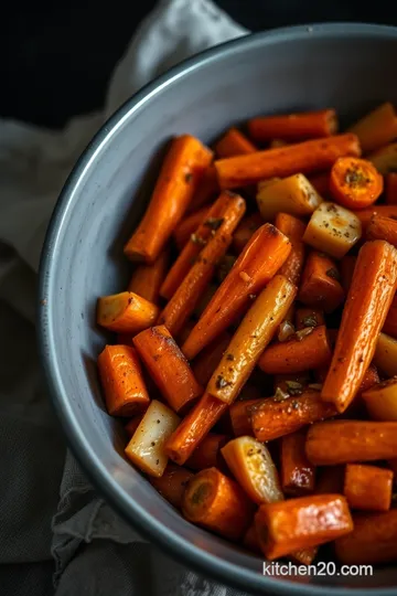 Easy Honey and Mustard Roasted Carrots and Parsnips presentation