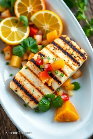 Grilled Mahi Mahi with Citrus Salsa presentation