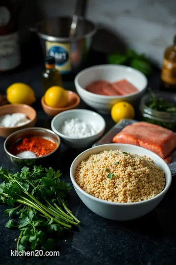 Harissa Salmon with Herby Couscous ingredients