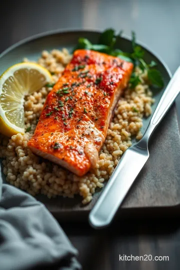 Harissa Salmon with Herby Couscous presentation