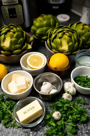 Instant Pot Artichokes with Garlic Herb Butter ingredients