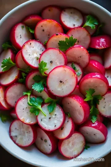 Roasted Radish and Herb Salad with Citrus Vinaigrette presentation