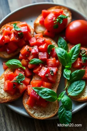 Rustic Tomato Basil Bruschetta presentation