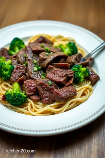 Savory Beef and Broccoli Noodles presentation