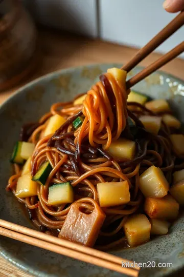 Savoury Jjajangmyeon: Korean Black Bean Noodles presentation