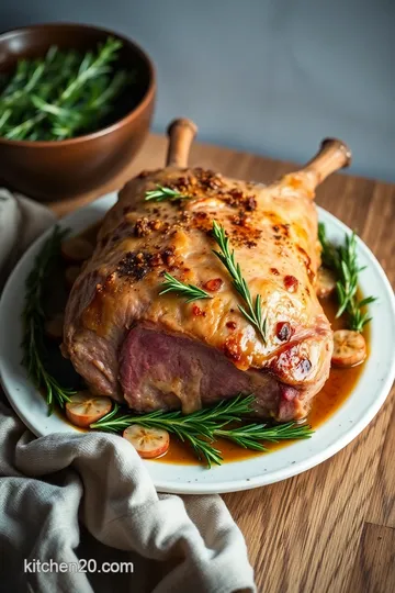 Simple Roast Lamb with Garlic and Rosemary presentation