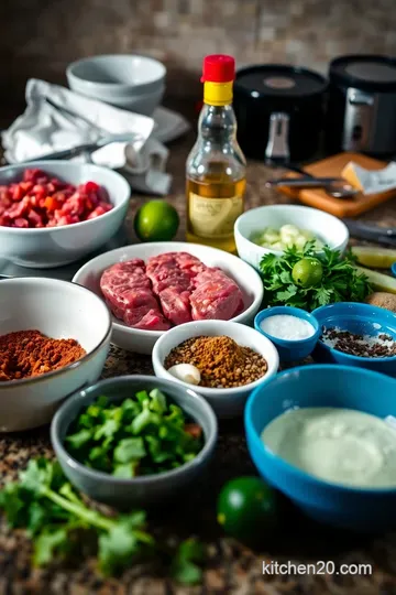 Spicy Steak Tacos with Fresh Salsa & Avocado Crema ingredients