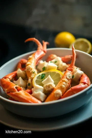 Steamed Dungeness Crab Legs with Garlic Herb Butter presentation