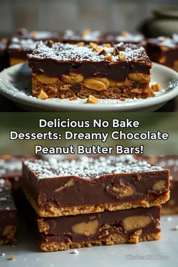 Delicious No Bake Desserts: Dreamy Chocolate Peanut Butter Bars! : PIN FOR LATER Delicious No Bake Desserts: Dreamy Chocolate Peanut Butter Bars!