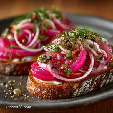 The Speedy Scandi Bright Brassy Quick Pickled Red Onions Recipe Recipe Card
