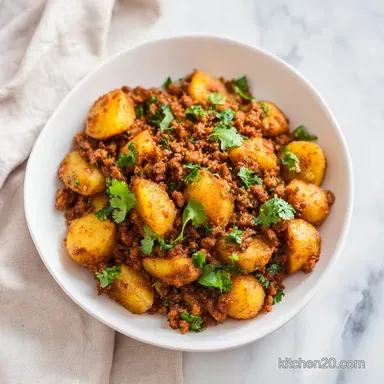 Aloo Keema Ground Meat with Potatoes in 50 Minutes Recipe Card