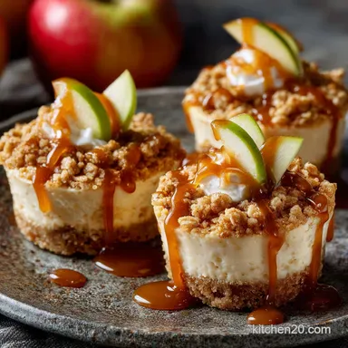 Apple Crisp Mini Cheesecakes Easy Fall Cheesecake Bites Recipe Card