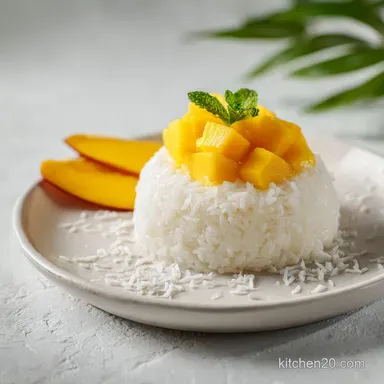 Authentic Mango Sticky Rice Recipe with Coconut Cream for 4 Servings