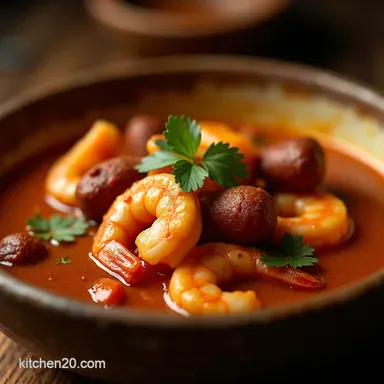 The Best Shrimp and Sausage Gumbo with Rich Dark Roux Recipe Card